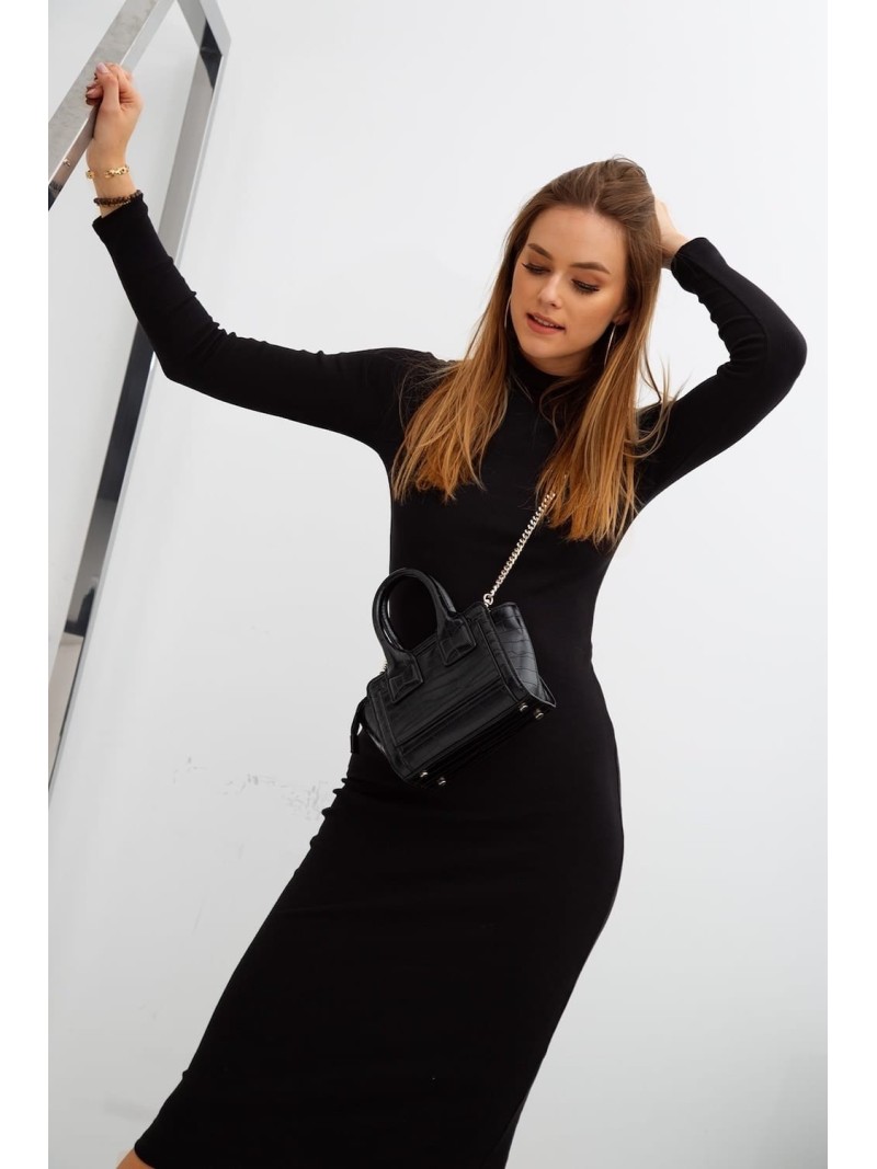 Rochie neagră de bază cu guler FG624 - Magazin online - Boutique